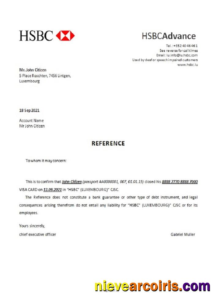 Luxembourg HSBC closure reference